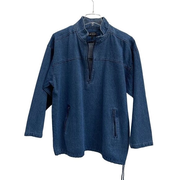 Lee Valley Ireland Men's Blue Denim Pullover Jacket Zipper Pockets Drawstring L - Picture 2 of 13